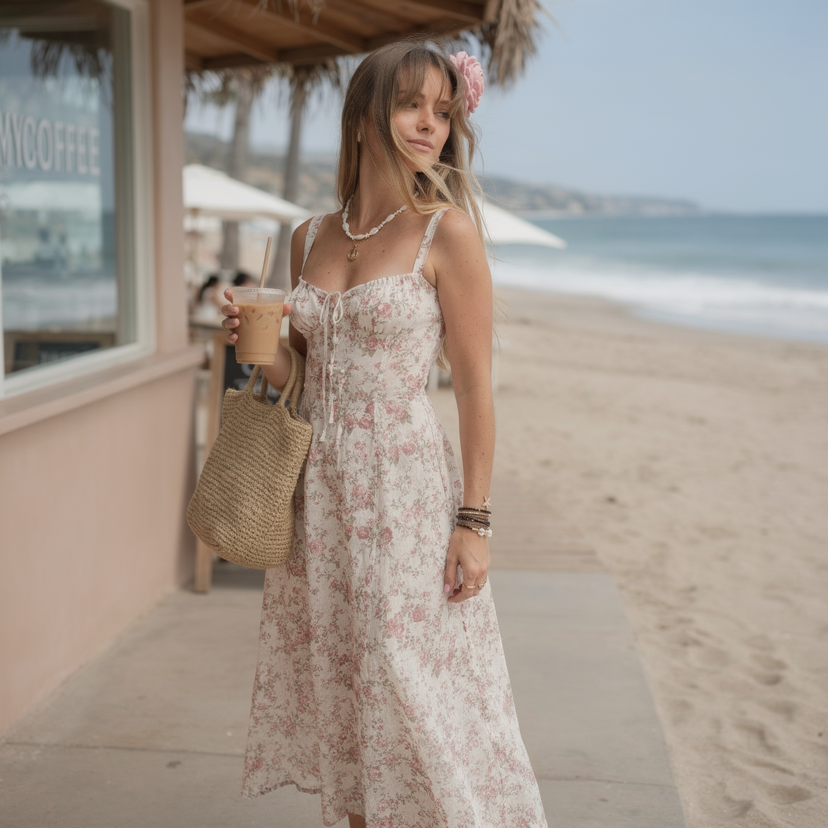 Elevate your summer aesthetic with our Malibu Breeze Strappy Slit Dress. Features a breathable linen blend, delicate straps, and a stunning leg slit. Shop now!