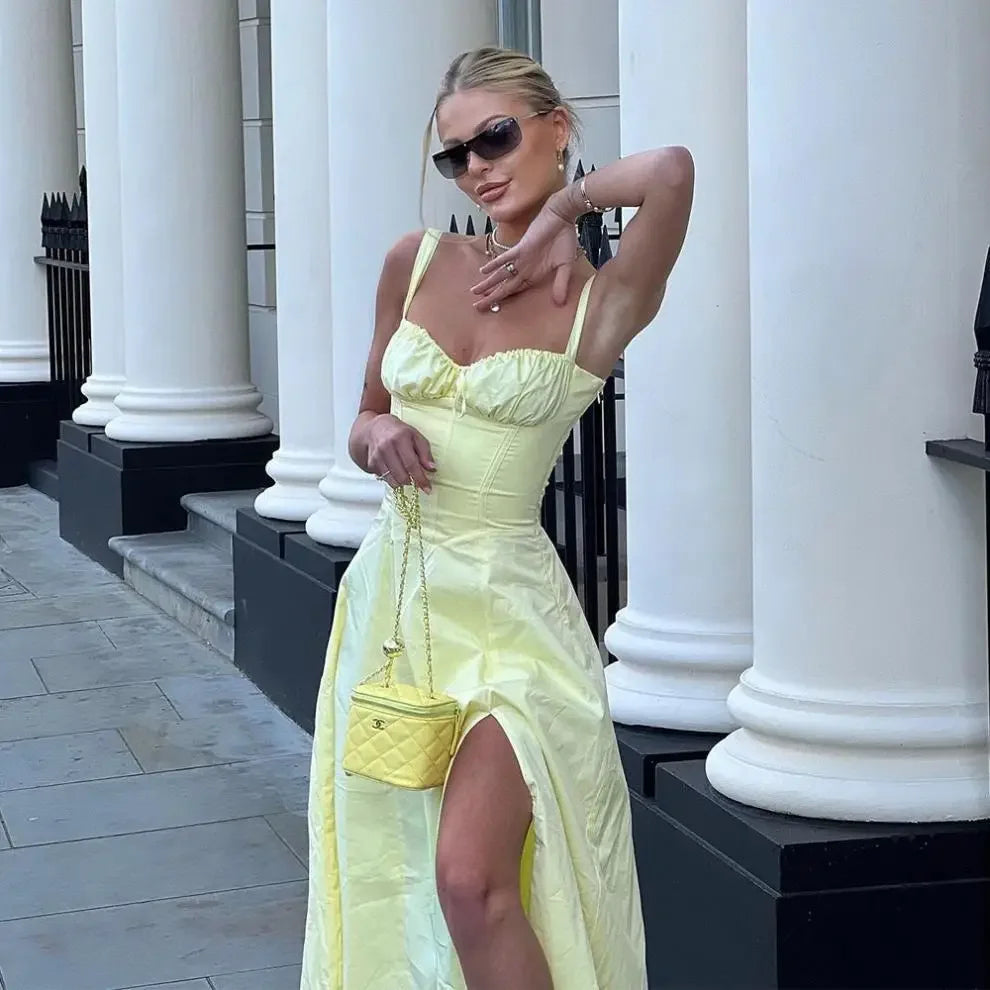 Malibu Breeze Strappy Slit Dress