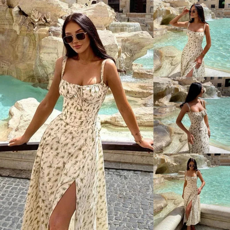 Malibu Breeze Strappy Slit Dress