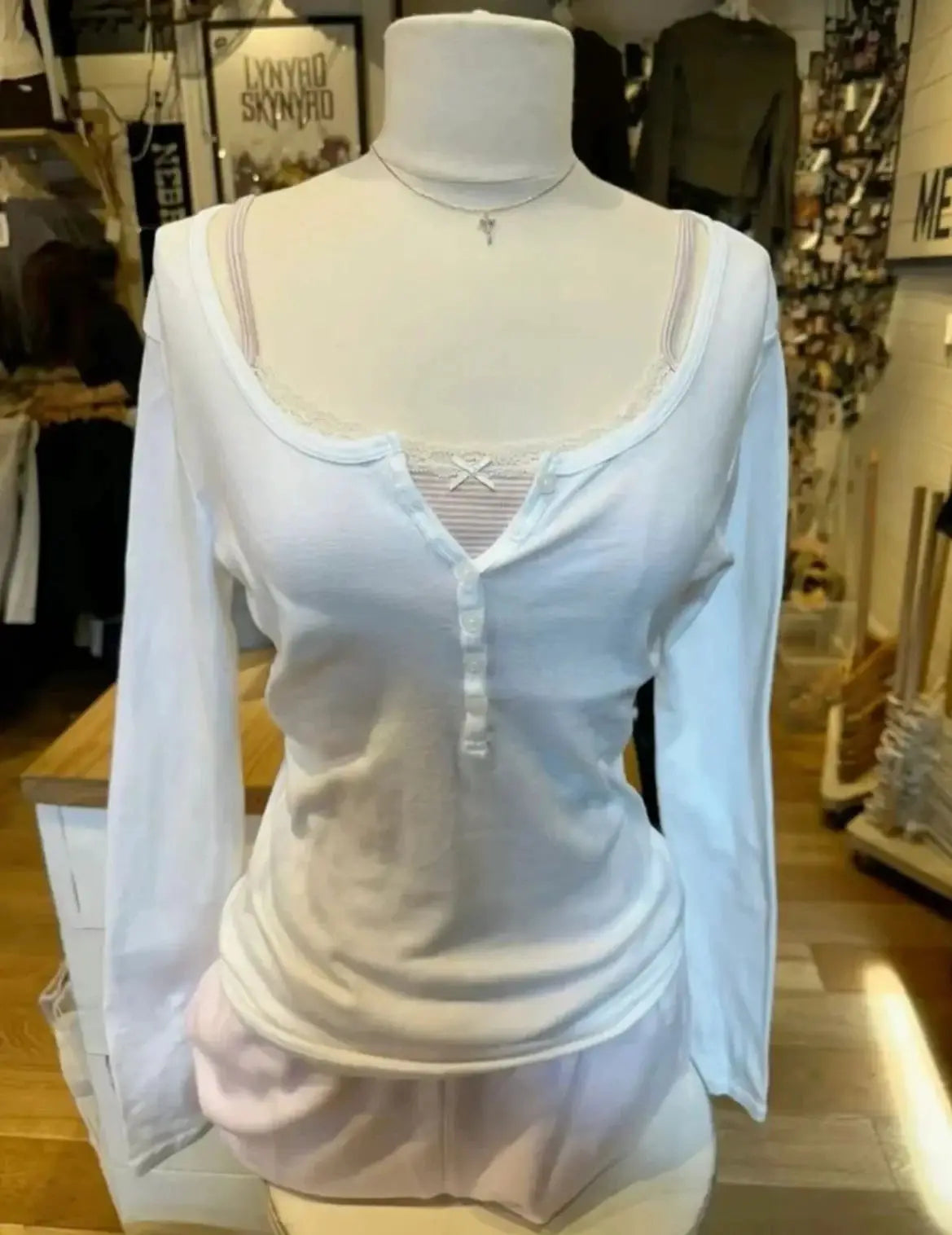 Six Buttons Ribbed Long Sleeve T-shirts Women Spring Round Neck Cotton Slim Tee Top Female Sweet Cute Pink Tshirt Y2k Tops New