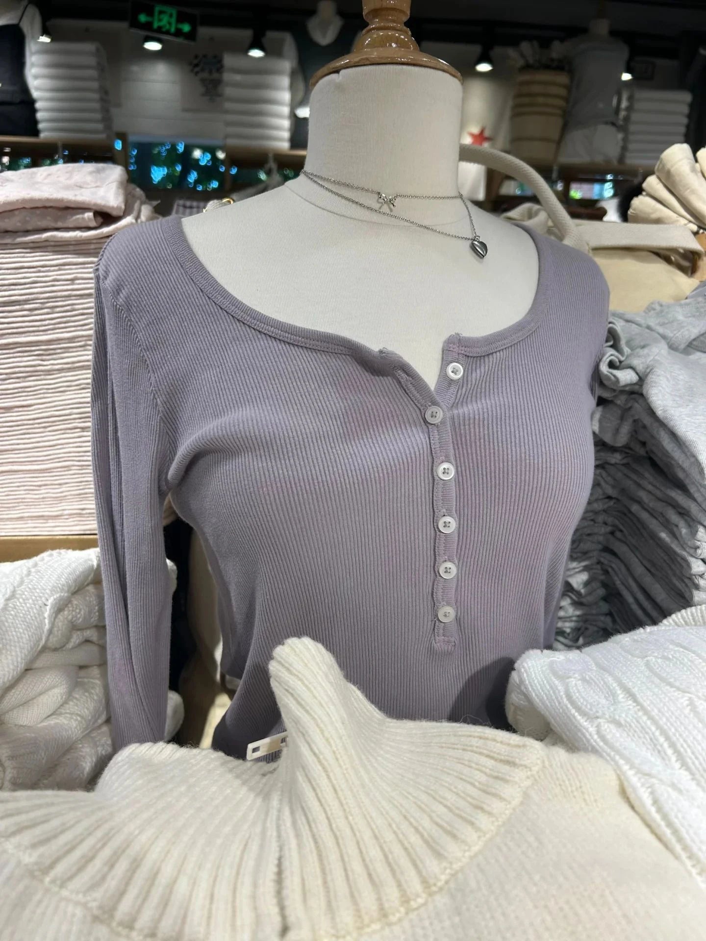 Six Buttons Ribbed Long Sleeve T-shirts Women Spring Round Neck Cotton Slim Tee Top Female Sweet Cute Pink Tshirt Y2k Tops New