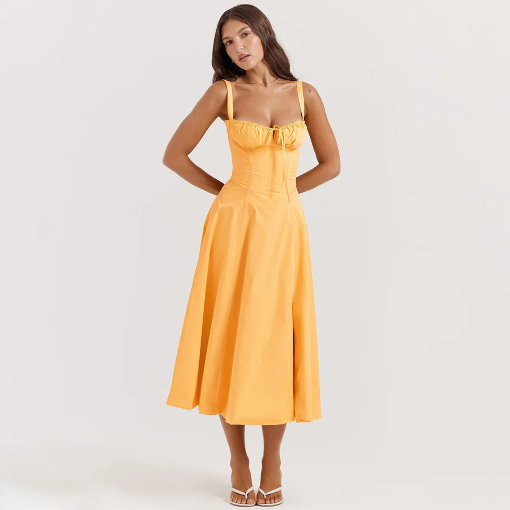 Malibu Breeze Strappy Slit Dress